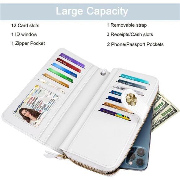 Wallets Multi Card Holder Clutch Marble White - Picture 3 of 7